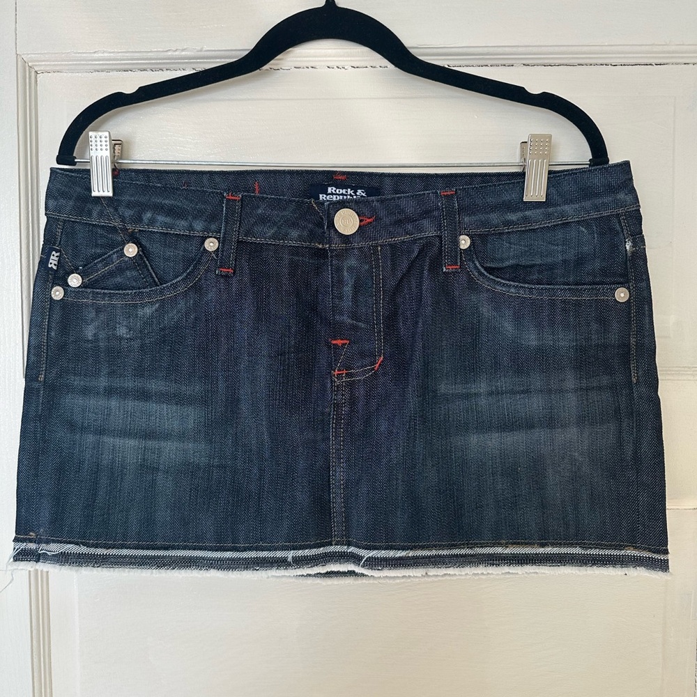 Rock & Republic Blue Gold Mini Skirt for Casual Nights